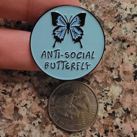 *2 for $13* Anti Social Butterfly Introvert Enamel Pin - Picture 3 of 3
